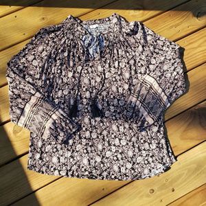 MASON & BELLE FLORAL XL BLOUSE BLACK/PALE PINK/WHITE